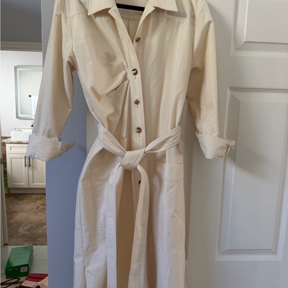 Rejina Pyo Cream Long Sleeve Dress